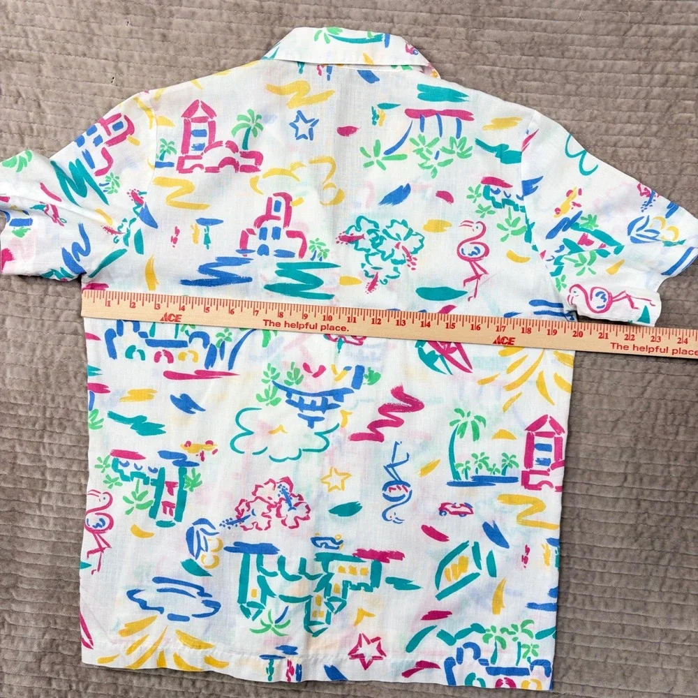 Vintage Country Suburbans 2 Piece Set Tropical Flamingo Skirt Shirt Set‎ Size 8